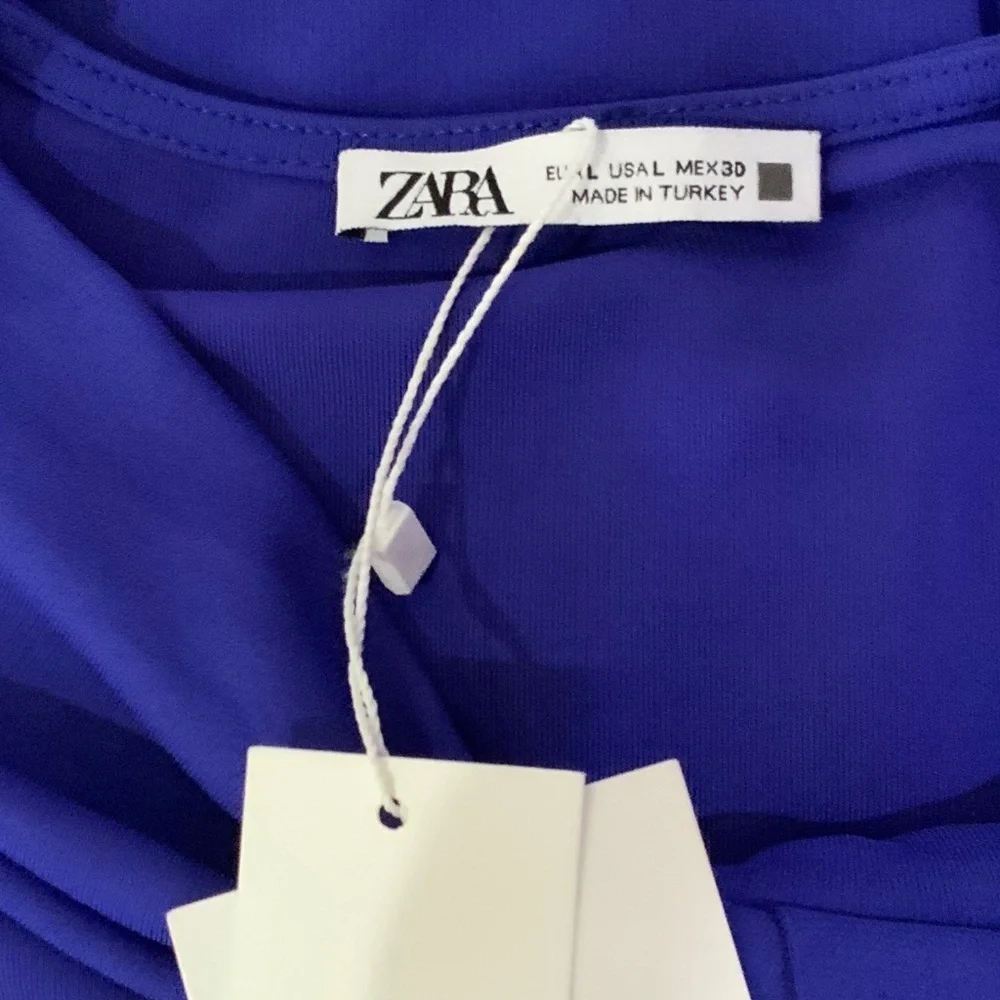 Zara Halter Blue Knotted Cocktail Mini Dress Size Large New